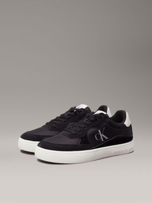 black/bright white suede trainers for men calvin klein jeans