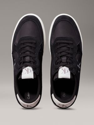 black/bright white suede trainers for men calvin klein jeans