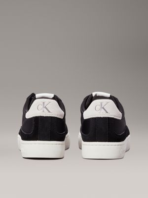 black/bright white suede trainers for men calvin klein jeans