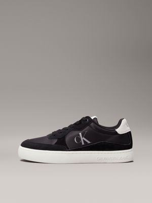 black/bright white suede trainers for men calvin klein jeans