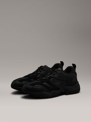 triple black leather trainers for men calvin klein jeans