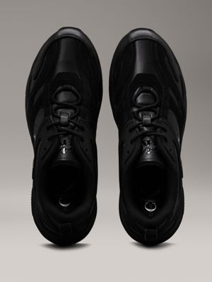 triple black leather trainers for men calvin klein jeans