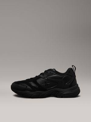 triple black leather trainers for men calvin klein jeans