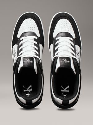 black/bright white leather high-top trainers for men calvin klein jeans