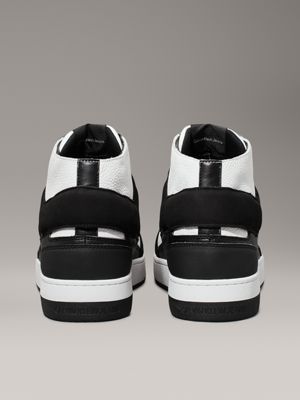 black/bright white leather high-top trainers for men calvin klein jeans