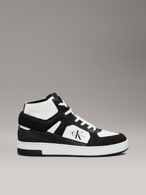 black leather high-top trainers for men calvin klein jeans