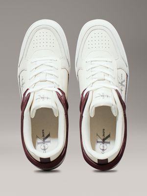 creamy white/bitter chocolate leather trainers for men calvin klein jeans