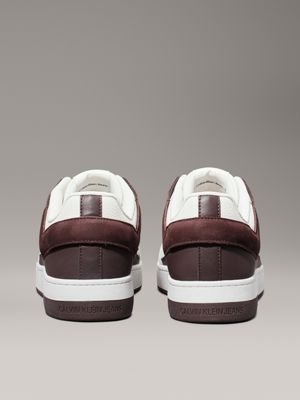 creamy white/bitter chocolate leather trainers for men calvin klein jeans