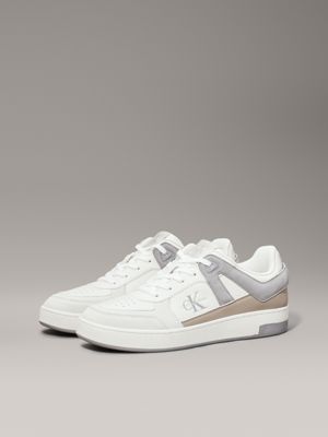 creamy white/eggshell leather trainers for men calvin klein jeans