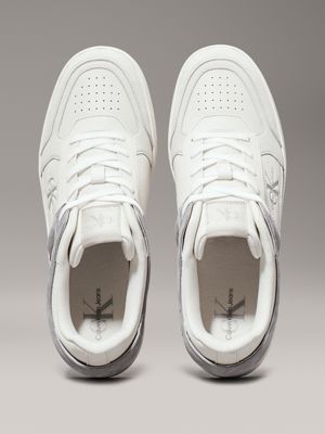 creamy white/eggshell leather trainers for men calvin klein jeans