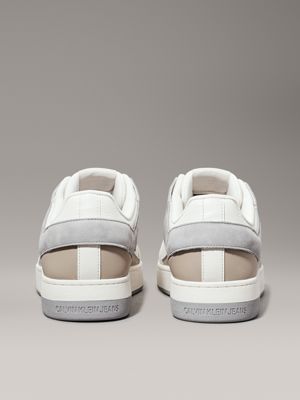 creamy white/eggshell leather trainers for men calvin klein jeans