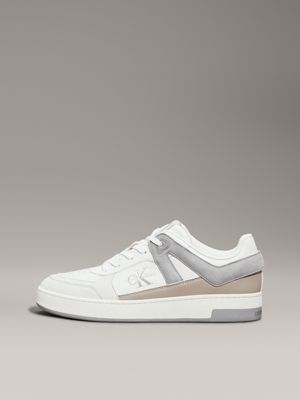 creamy white/eggshell leather trainers for men calvin klein jeans