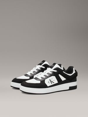 black/bright white leather trainers for men calvin klein jeans