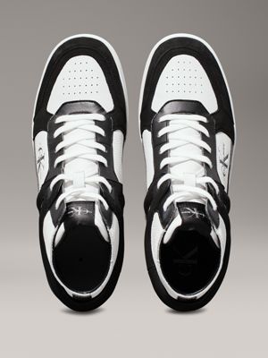 black/bright white leather trainers for men calvin klein jeans