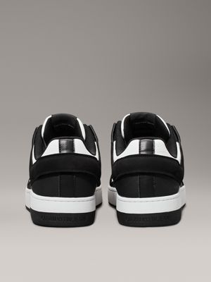 black/bright white leather trainers for men calvin klein jeans