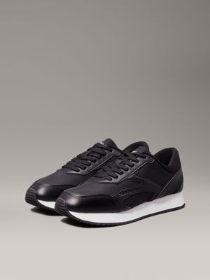 black/bright white leather trainers for men calvin klein jeans