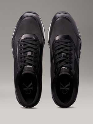 black/bright white leather trainers for men calvin klein jeans