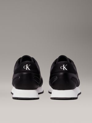 black/bright white leather trainers for men calvin klein jeans