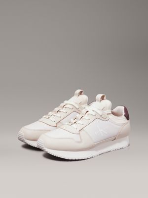 eggshell/c white leather trainers for men calvin klein jeans