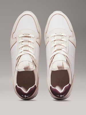 eggshell/c white leather trainers for men calvin klein jeans