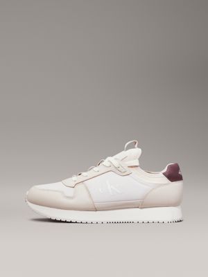 eggshell/c white leather trainers for men calvin klein jeans