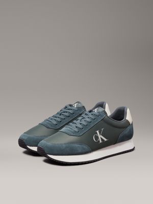 green palm/creamy white suede trainers for men calvin klein jeans