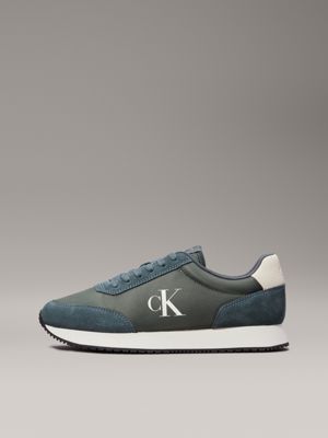 green palm/creamy white suede trainers for men calvin klein jeans