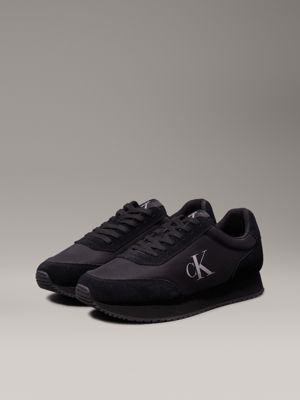 triple black suede trainers for men calvin klein jeans