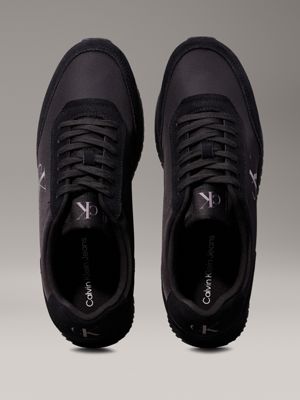 triple black suede trainers for men calvin klein jeans