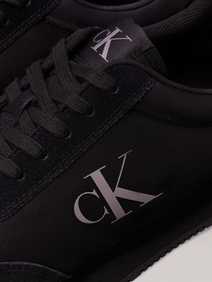 triple black suede trainers for men calvin klein jeans