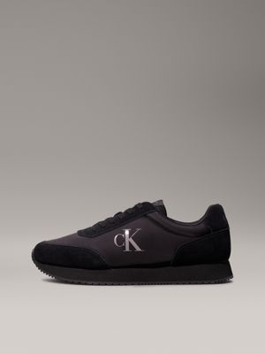 triple black suede trainers for men calvin klein jeans