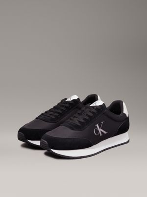 black/bright white suede trainers for men calvin klein jeans