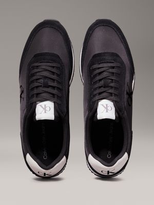 black/bright white suede trainers for men calvin klein jeans