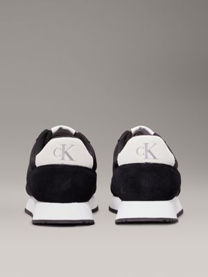 black/bright white suede trainers for men calvin klein jeans