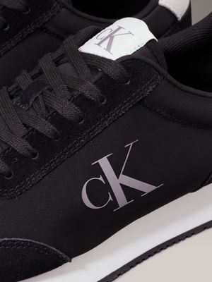 black/bright white suede trainers for men calvin klein jeans