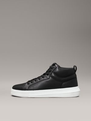 black/bright white leather high-top trainers for men calvin klein jeans