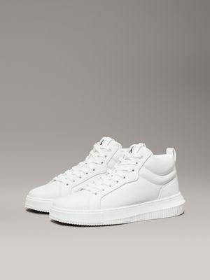 triple bright white leather high-top trainers for men calvin klein jeans