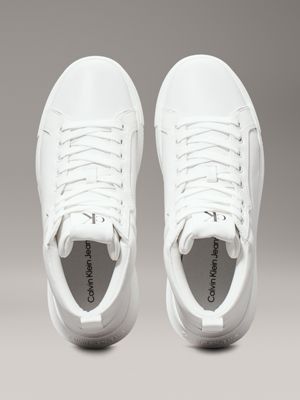 triple bright white leather high-top trainers for men calvin klein jeans