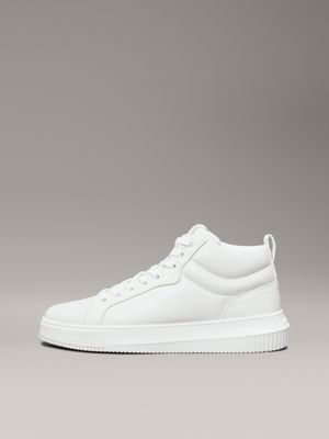 triple bright white leather high-top trainers for men calvin klein jeans