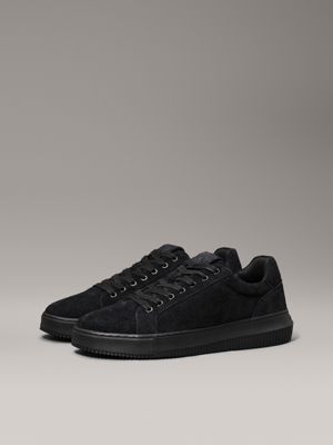 triple black suede trainers for men calvin klein jeans