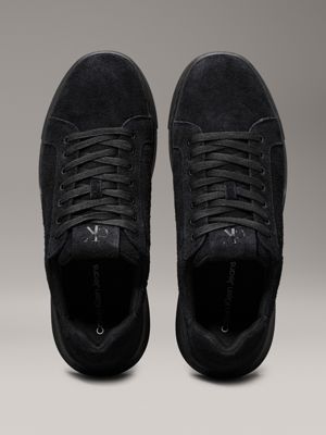 triple black suede trainers for men calvin klein jeans