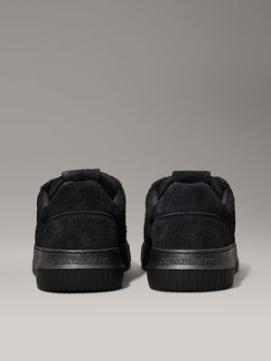 triple black suede trainers for men calvin klein jeans