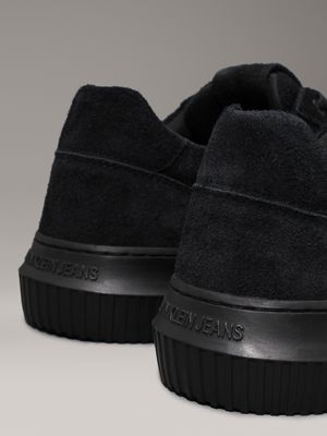 triple black suede trainers for men calvin klein jeans