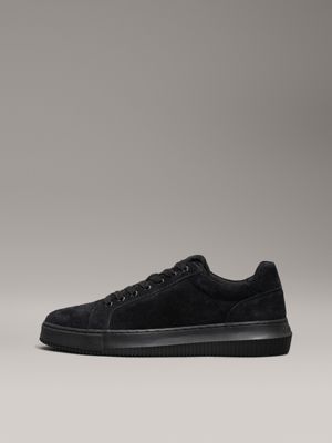 triple black suede trainers for men calvin klein jeans