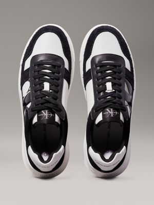 black/bright white suede trainers for men calvin klein jeans