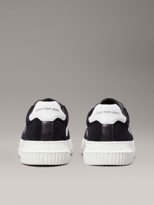 black/bright white suede trainers for men calvin klein jeans