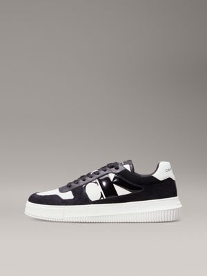 black/bright white suede trainers for men calvin klein jeans