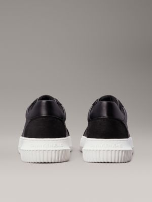 black/bright white leather trainers for men calvin klein jeans