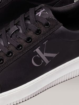 black/bright white leather trainers for men calvin klein jeans