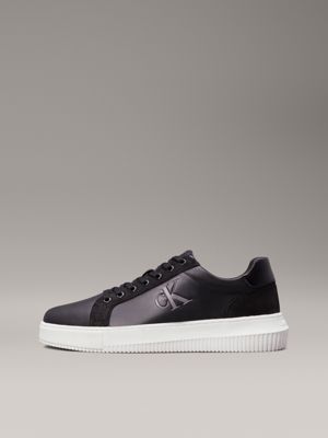 black/bright white leather trainers for men calvin klein jeans